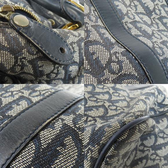 Christian Dior Trotter Pattern Boston Bag Canvas Navy - Picture 8 of 9